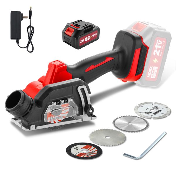 MORX Cordless Mini Circular Saw, 4000 mAh 21V Batteries, 1-20000 RPM