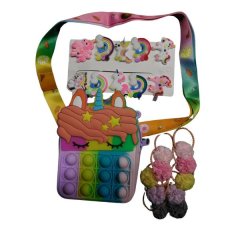 Girls Accessory Set Unicorn Poppit Bag With Hair Clips And Ties 21 Pieces