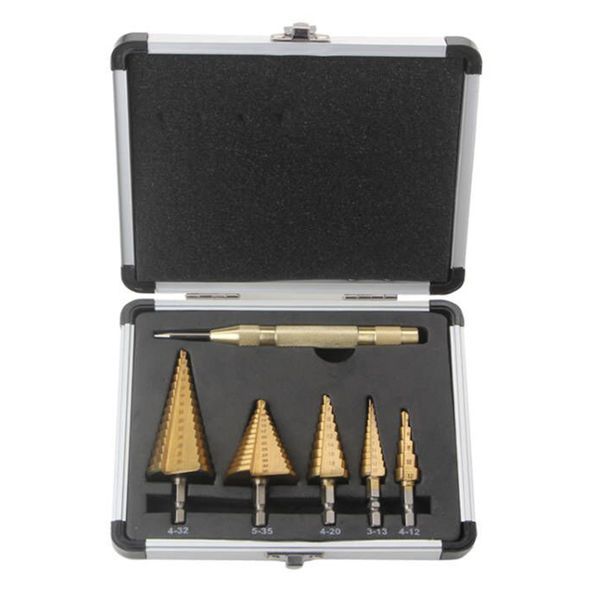 5 Pcs Step Drill Bit Set Hss Drill Bits Automatic Compatible with Universal