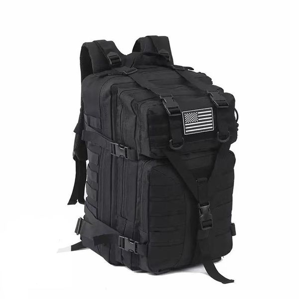 Military Tactical Backpack - 45L, Waterproof, Multi-Compartment - Black