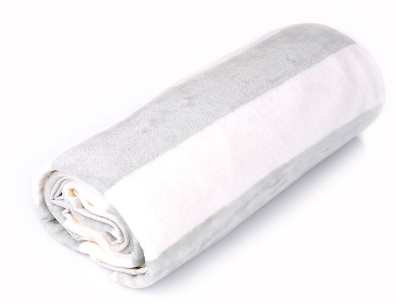 Terry Lustre - Beach Towel Velour 450Gsm - White &amp; Grey Stripe (Parallel Import)