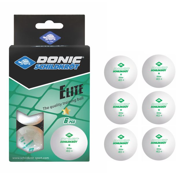 Donic-Schildkröt Table Tennis Balls Elite 1-Star White - 6 Pieces
