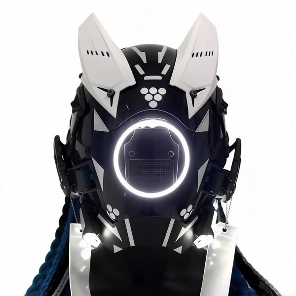 Cyberpunk Style Illuminated Mecha Helmet, Gundam-Inspired DIY Adjustable