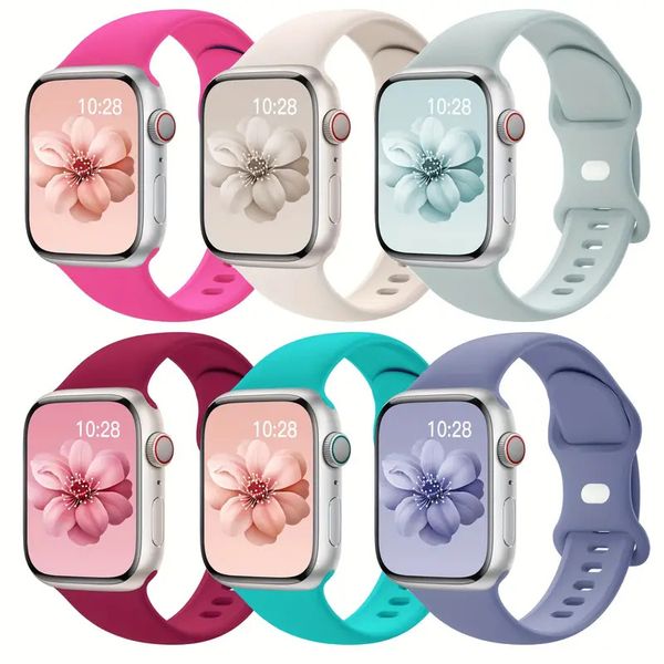 6-piece Silicone Watch Straps for Apple Watches (For 42/44/45/49mm Models)