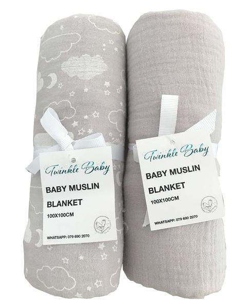 2 Pack Muslin Receiver Baby Blanket