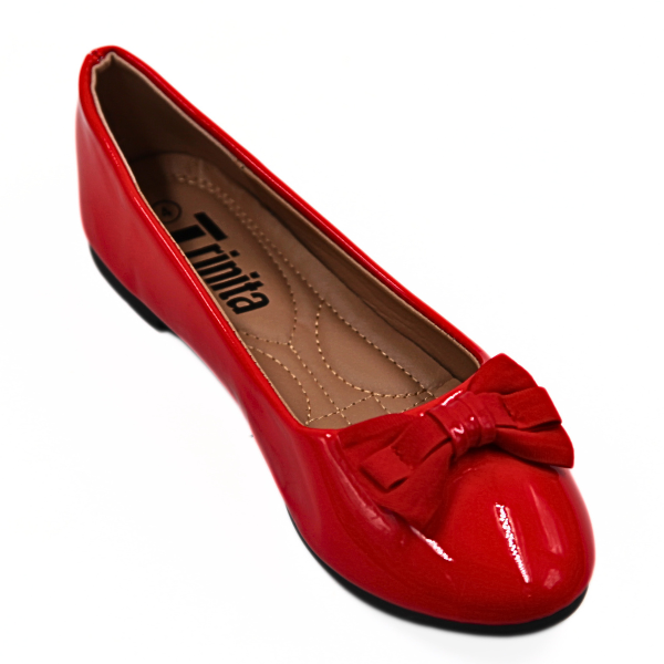 Trinita Ladies Shoes Pumps with Glossy Body &amp; Suede Velvet Bow