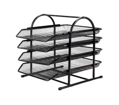 4-Tier Document Organizer Metal Tray For Table Top Home, office