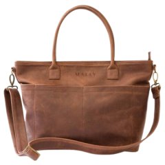 Beula Leather Baby Bag, Brown, Adjustable Strap, Genuine Leather, Baby Gift