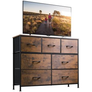 Storage Cabinet TV Stand 7 Fabric Drawers&amp;Strong Metal Frame Dresser 100cm