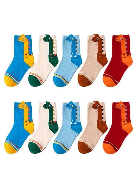 5 Pairs of Cartoon Neck Dinosaur Design Socks for toddler (1 to 3 years)