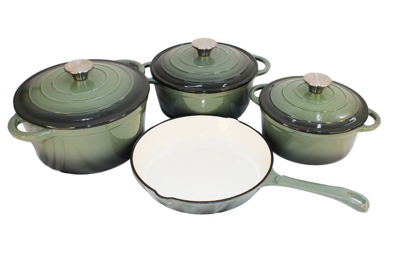 7 Piece Authentic Cast Iron Dutch Oven Cookware Pot Set and a Key Holder