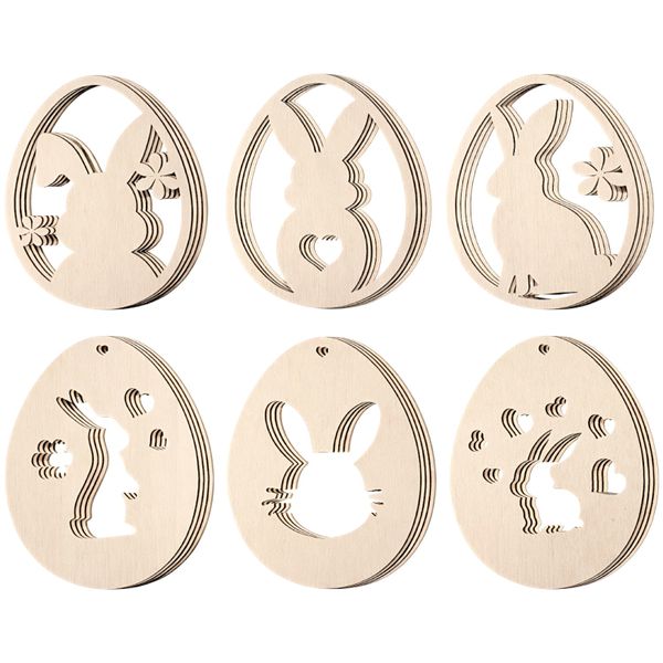 18 Piece - DIY Wooden Easter Egg Bunny Hanging Decoration Set