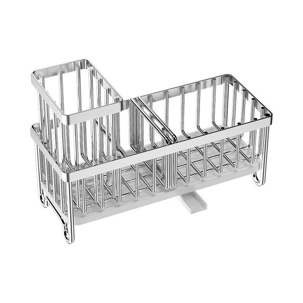 Stainless Steel Sink Caddy Organizer with Sponge and Brush Holder Rack