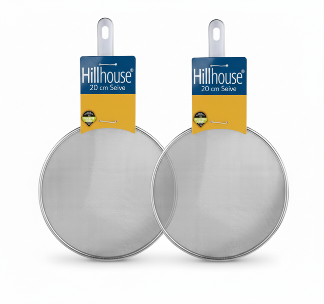 Hillhouse 20cm Metal Rim Sieve for Sifting Flour and Dry - 2 Pack