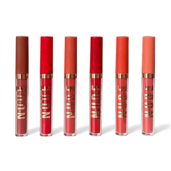 Set of 6 - Nude Red Matte Liquid Lip Stick Long Lasting High Pigmentation