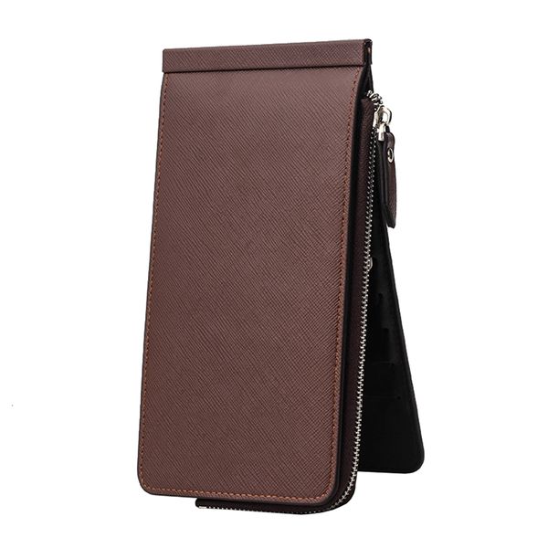 PU Leather Long Section Zipper Pocket Purse Wallet - Coffee