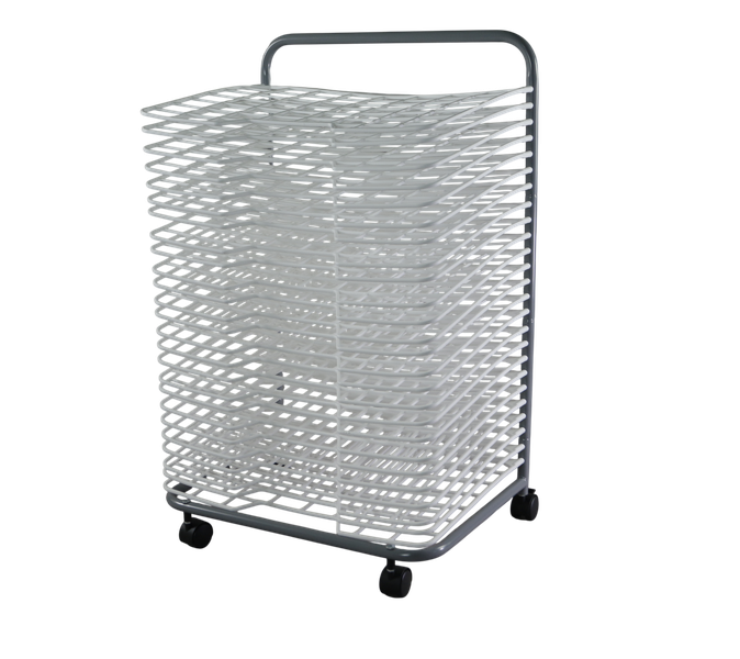 Paint Art Drying Rack 25 Layers on Wheels - 25 Plastic Shelves A2 Size