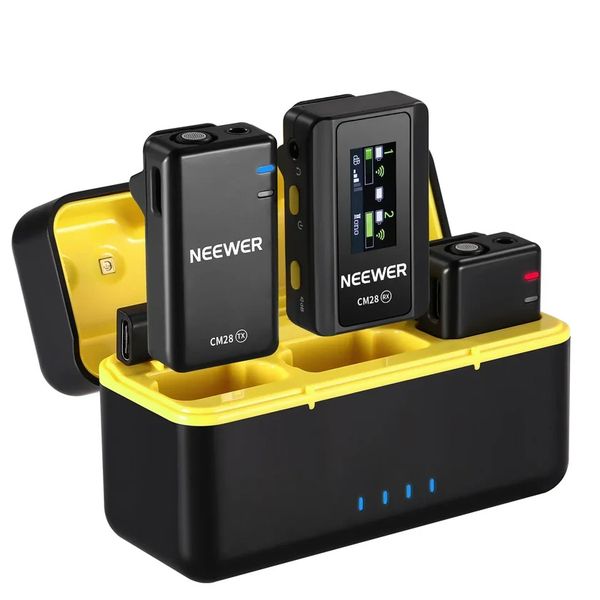Neewer CM28 Wireless Lavalier Lapel Microphone with Charging Case