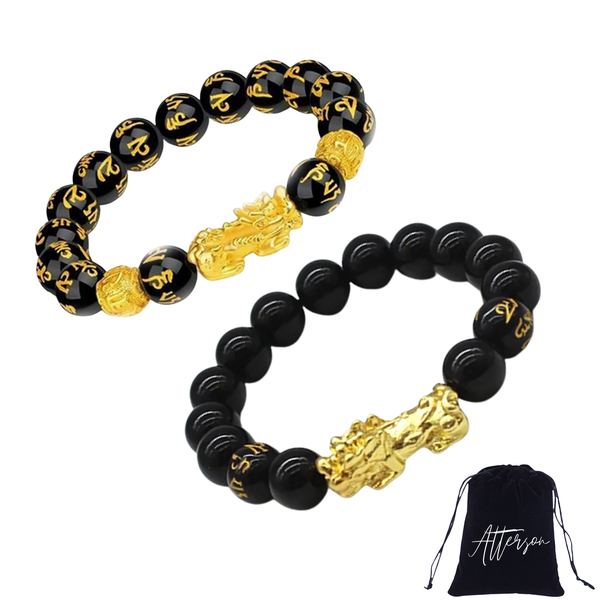 Feng Shui Obsidian Wealth and Fortune Bracelet Set by Atterson