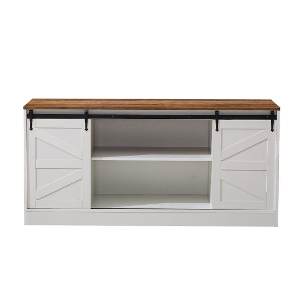 White-Brown Metal, Wood Storage Cabinet, Sideboard, Locker
