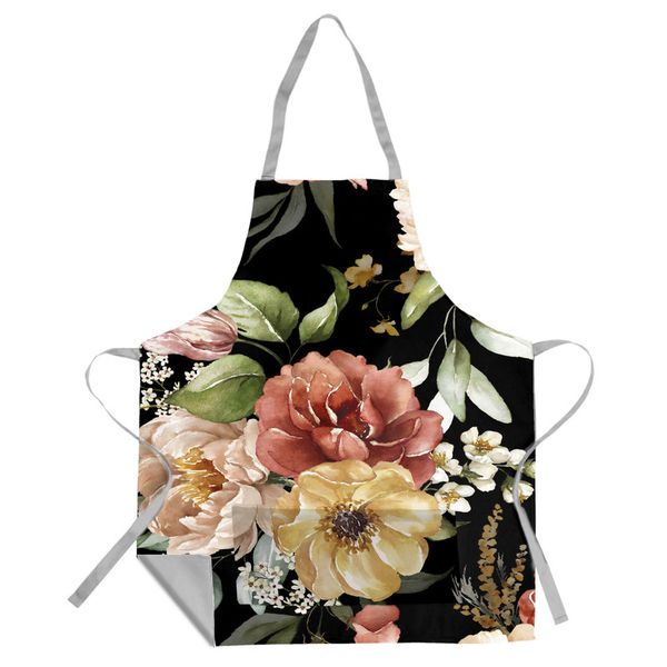 Water Painted Flowers on Black Background Apron by Mark van Vuuren