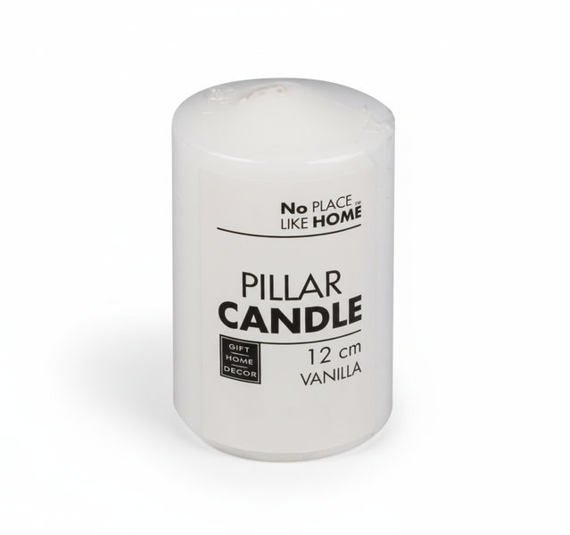 No Place Like Home Scented Round White Pillar Candle 12x7 cm - 2 Pack