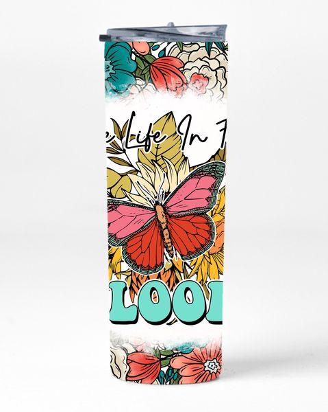 Live Life 20oz Insulated Skinny Tumbler Sublimation With Straw 011