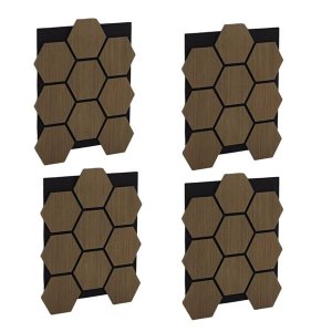 Echo-Less Wood Hexagon Acoustic Panels - Dark Walnut 4 pack