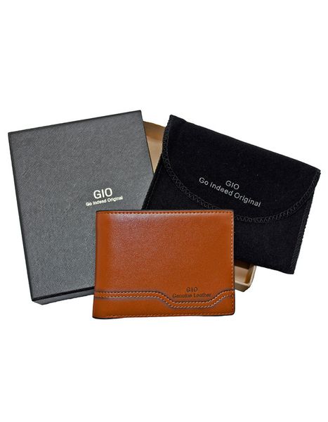 GIO-103 Full Grain Genuine Cow Leather Card Holder Gift Wallet with Box