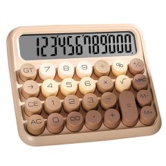12 Digit Cute Calculator, Mechanical Switch Design,Gradient Brown
