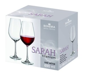 Bohemia Royal Crystal Sarah Titanium Red Wine Glasses 6 Pack