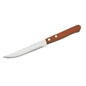 Smooth Light Wood Grip Serrated Stainless Steel Table Knife