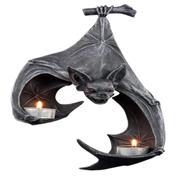 Halloween Bat-Shaped Candlestick Resin Hanging Garden Statue