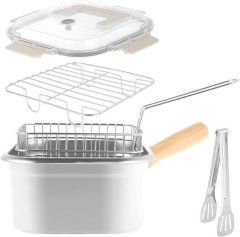 Deep Fryer Pot Stainless Steel Frying Pan with Basket and Handle