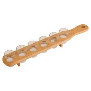 Six Shot Glasses with Wooden Shot Glass Holder