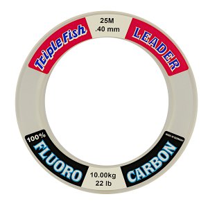Triple Fish Fluorocarbon Fishing line .40MM 22LB/10KG, Colour White, 25M Spool