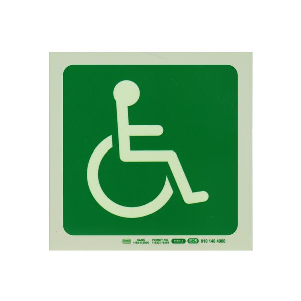 Parrot Products Photoluminescent 190mm Safety Sign -E25-PARAPLEGIC SYMBOL