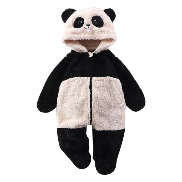 BabyPanda Outfit Suit Fold-Over Mittens Footies Hooded Jumpsuit Romper