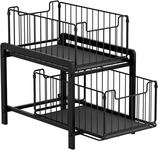 2-Tie Storage Rack Kitchen Bathroom Put Out Desktop Cabinet Organiser Shelf
