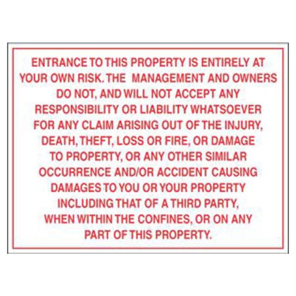 Detailed Enter At Your Own Risk Sign 400 x 300mm
