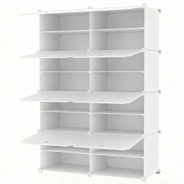 32 Pairs Shoe Rack Organizer Closet Shoe Cabinet with Door Shoe Shelves