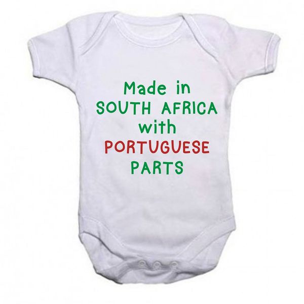 Qtees Africa Made in SA with Portuguese Parts Baby Grow