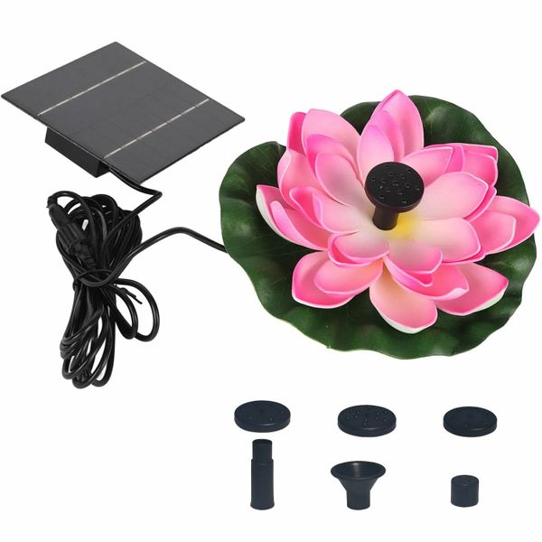 Lotus Solar Water Fountain, Water Lily Solar Fountain, Solar with 6 Nozzles