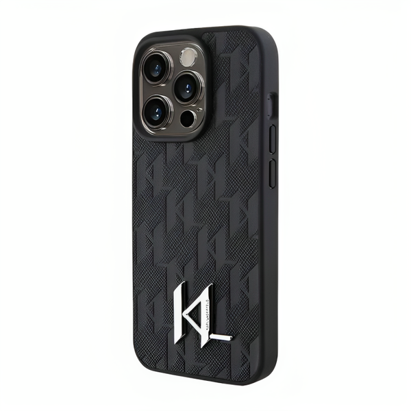 Karl Lagerfeld HardCase with Monogram KL Metal Logo iPhone 15 Pro - Black