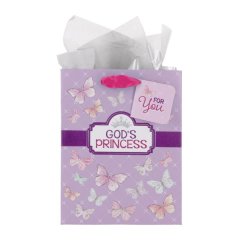 Medium Gift Bag with Gift Tag - God's Princess, Purple, Butterflies