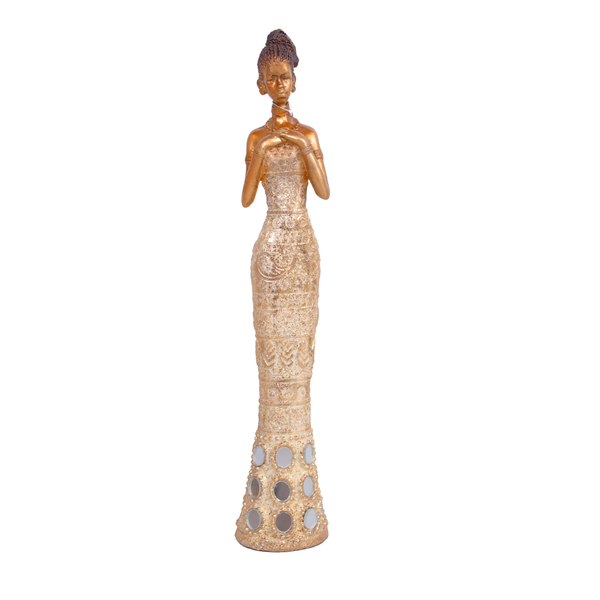 Gold African Lady Standing Home Decor Ornament