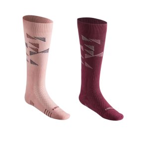 Fouganza Kids' Horse Riding Socks SKS 500 - Light Pink/Plum Graphic Designs