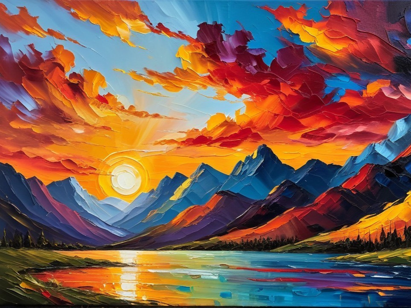 Modern Canvas Wall Art Home Decor - Mountain Sunset