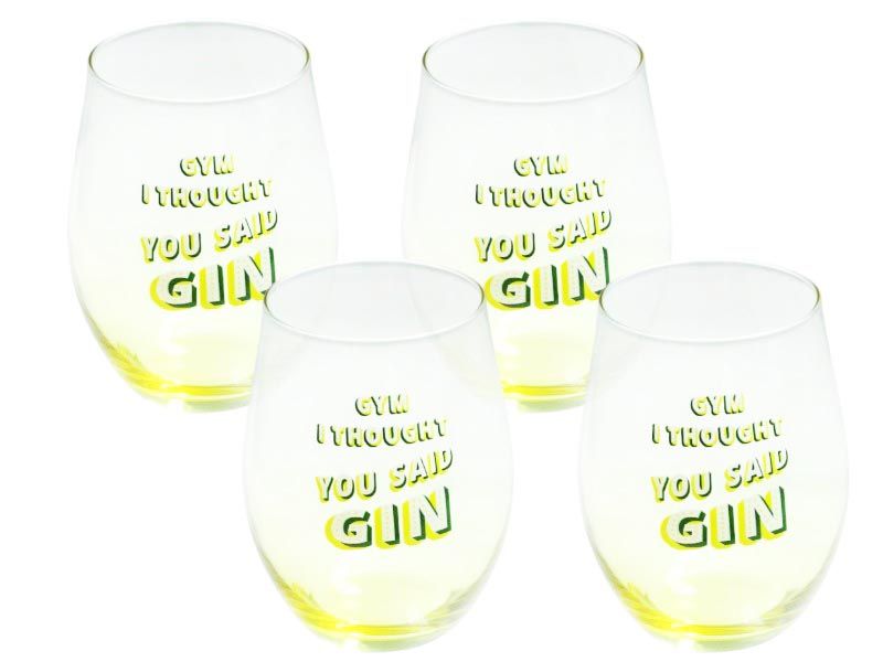 Gin Glass Set - Gym-Thought you Said Gin - 590ML - 4 Piece