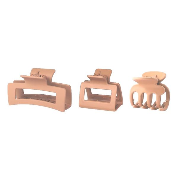 3 Pack Neutral Hair Claw Clip - Caramel Brown